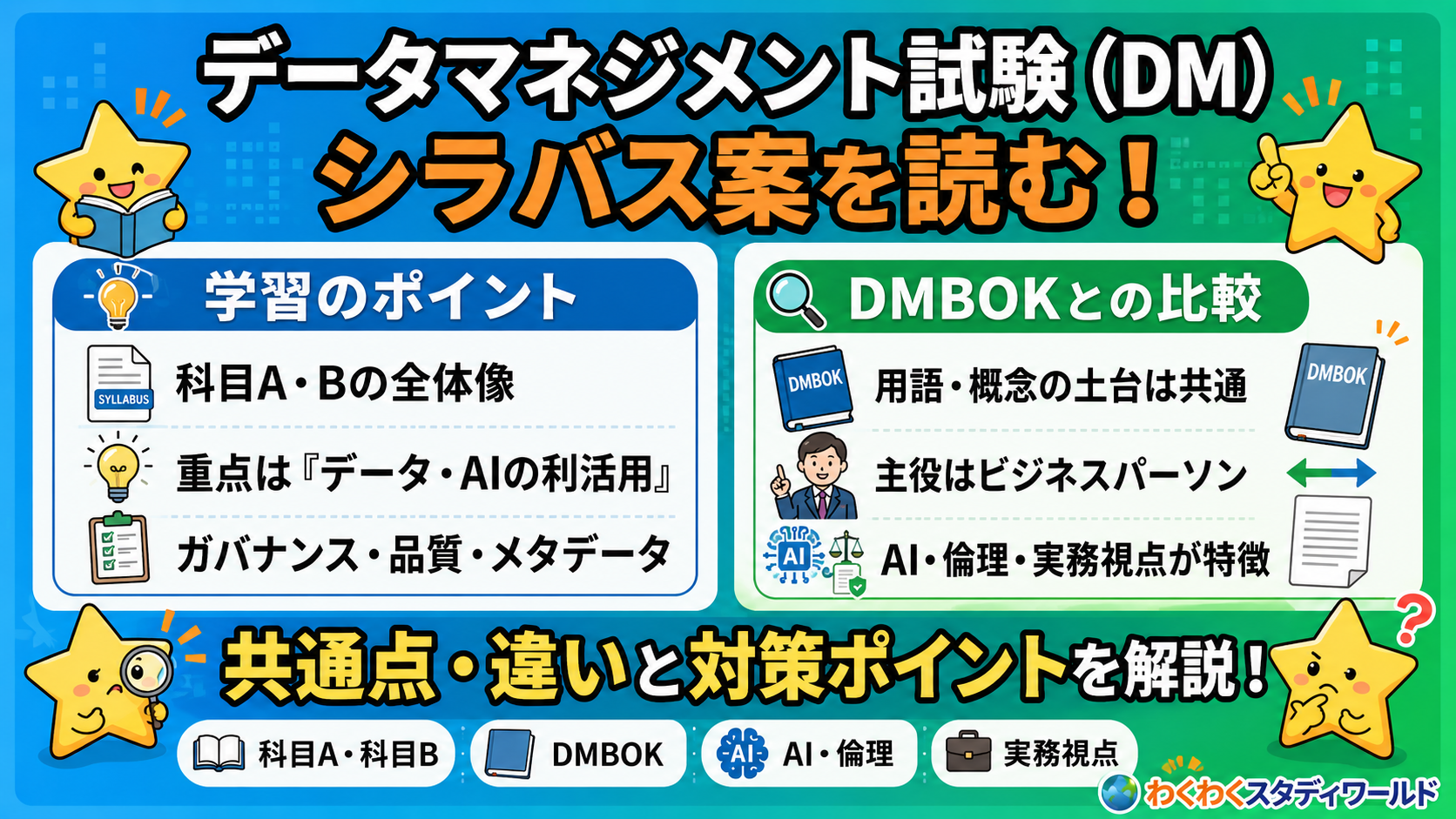 データマネジメント試験（DM）シラバス案を読む ― 学習のポイントと，DMBOKとの共通点・違い